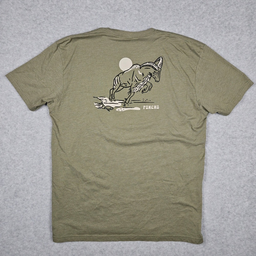 Poncho (Men's XL) Green T-Shirt Graphic Bighorn Ram Outdoor Hiking Adventure Tee
